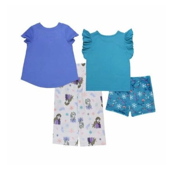 Disney Princess Frozen PJs Childrens Pajamas Anna Elsa 4 Piece Set Size 7 - Picture 2 of 7